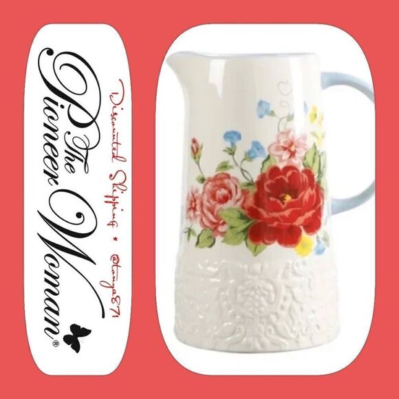 🦋 New Pioneer Woman Sweet Rose Serving Ceramic Pitcher - Picture 3 of 9